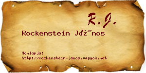 Rockenstein János névjegykártya